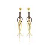 Pearl drop earrings with gold detailing.